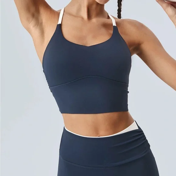 Berlook Activewear Navy Halter Sports Bra - Light Support - Picture 3 of 7